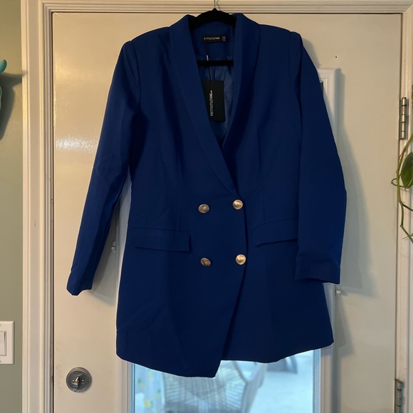 Blue Gold Button Blazer Dress - Picture 2 of 4